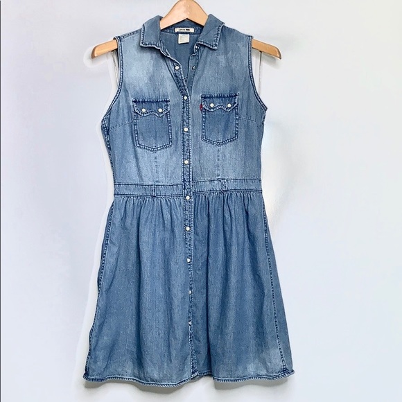 Levi's Dresses & Skirts - LEVI’S • Denim Blue Snap Button Dress
